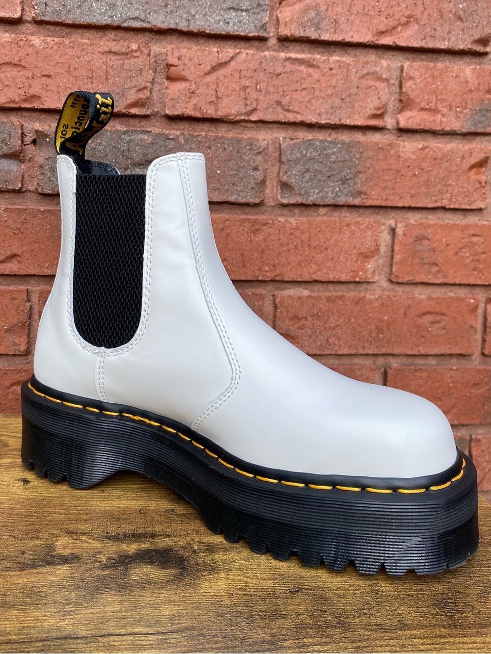 Dr Martens 2976 Quad White Chelsea Platform Boots 8